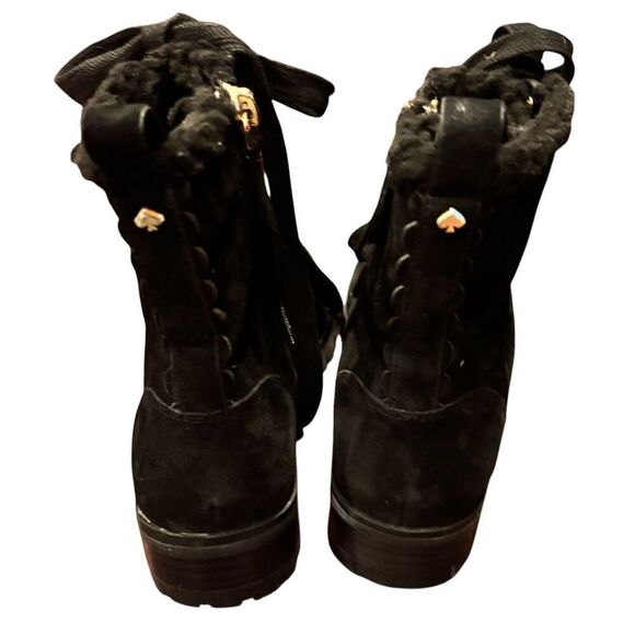 Kate Spade Raegan Shearling Lug Sole Lace-Up Suede Boots in Black NWOB Size 5B - Picture 5 of 8